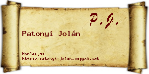 Patonyi Jolán névjegykártya