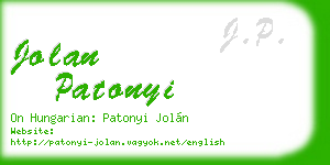 jolan patonyi business card